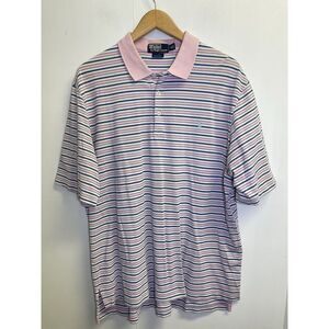 RALPH LAUREN Performance‎ Classic Golf Fit Polo Shirt Mens Size L Pink Pony Logo